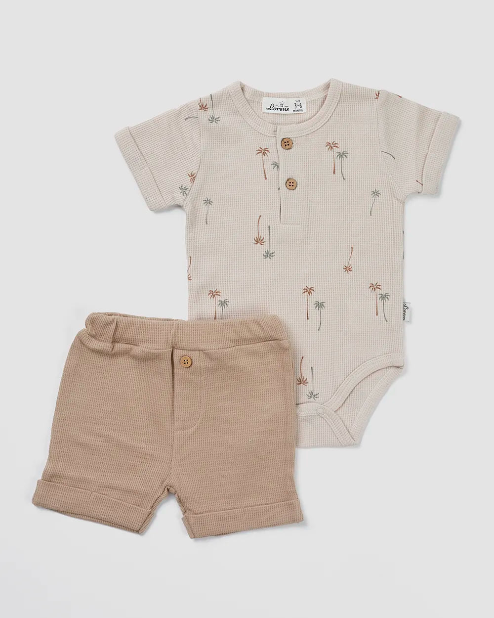 בגד גוף + מכנס קצר פיקה Palms | אבן ומוקה