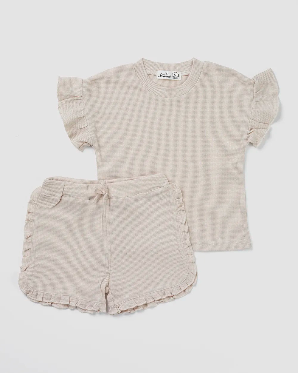 סט חולצה ומכנס קצר פיקה | אבן