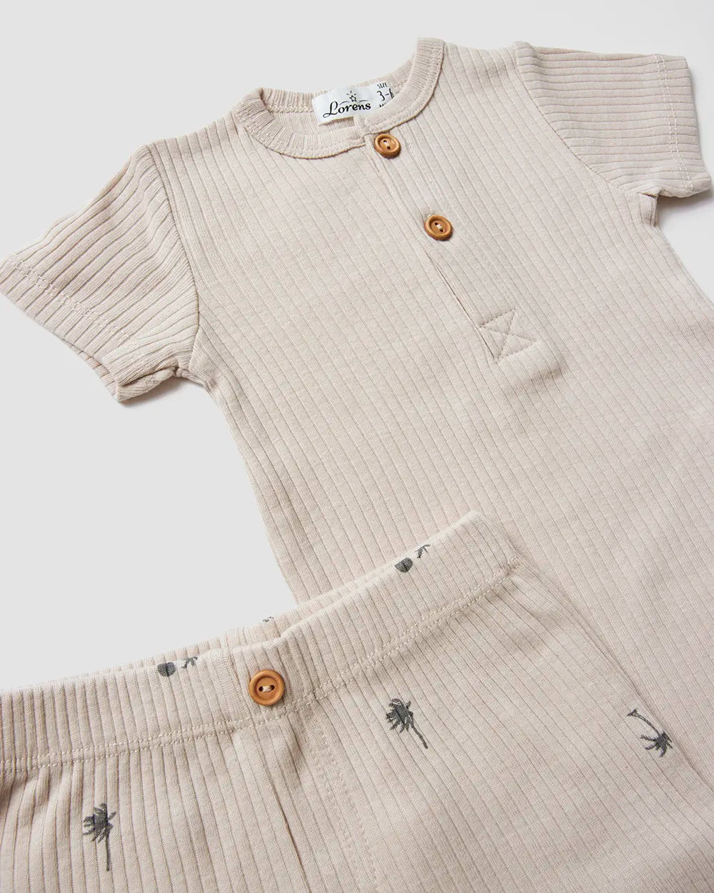 סט בגד גוף קצר + מכנסיים קצרים ריב Palms | אבן