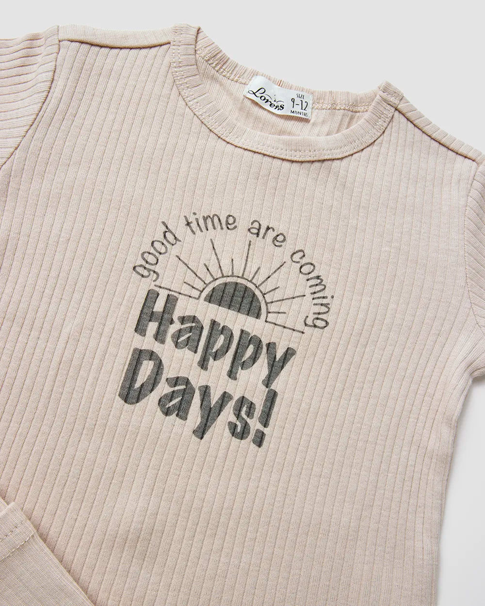 סט חולצה + מכנסיים קצרים ריב Happy days | אבן