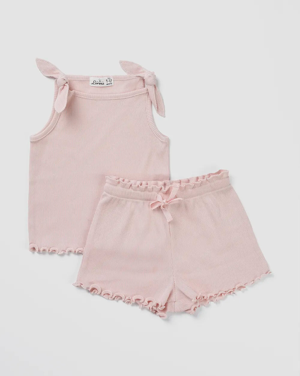 גופיה + מכנס קצר ריב Solid | ורוד