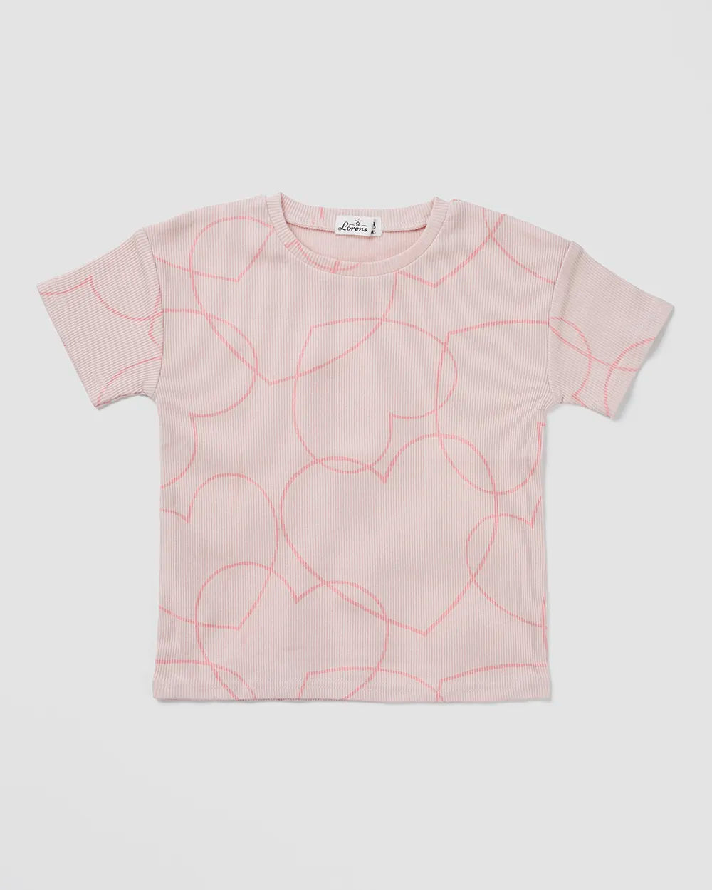 חולצה + מכנס קצר ריב Hearts | ורוד