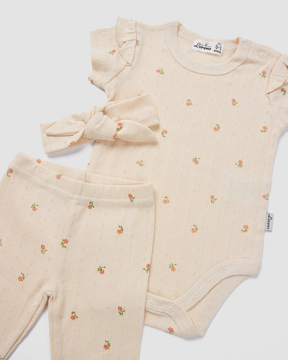 סט 3 חלקים פוינטל Flowers | קרם