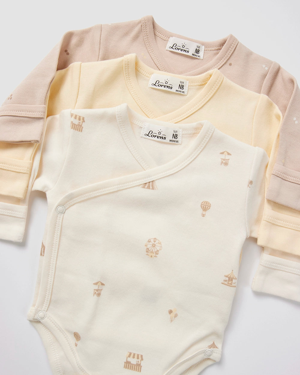 מארז 3 בגדי גוף מעטפת טריקו Circus | קרם