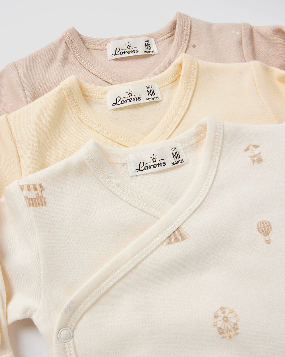 מארז 3 בגדי גוף מעטפת טריקו Circus | קרם