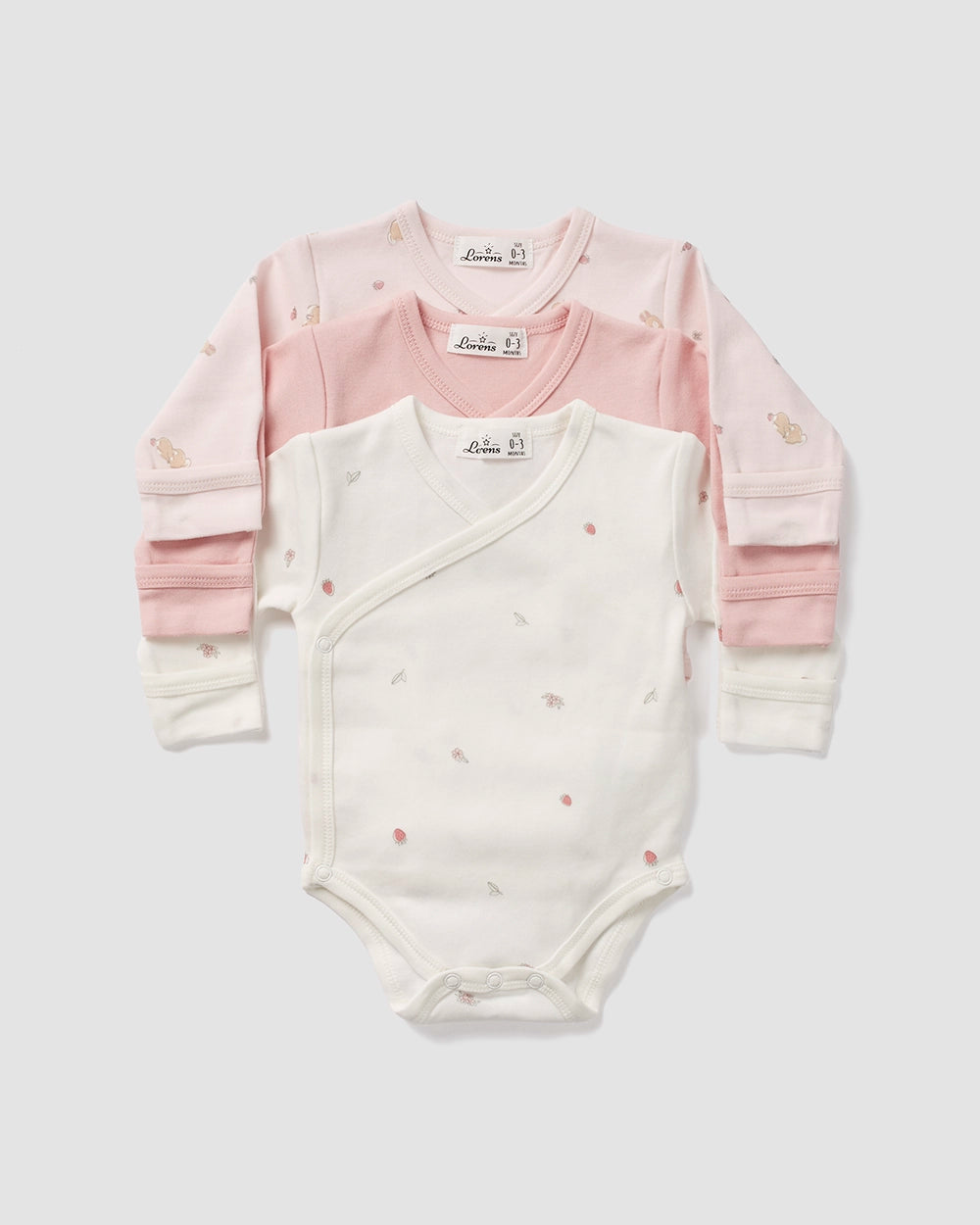 מארז 3 בגדי גוף מעטפת טריקו Bunny | ורוד