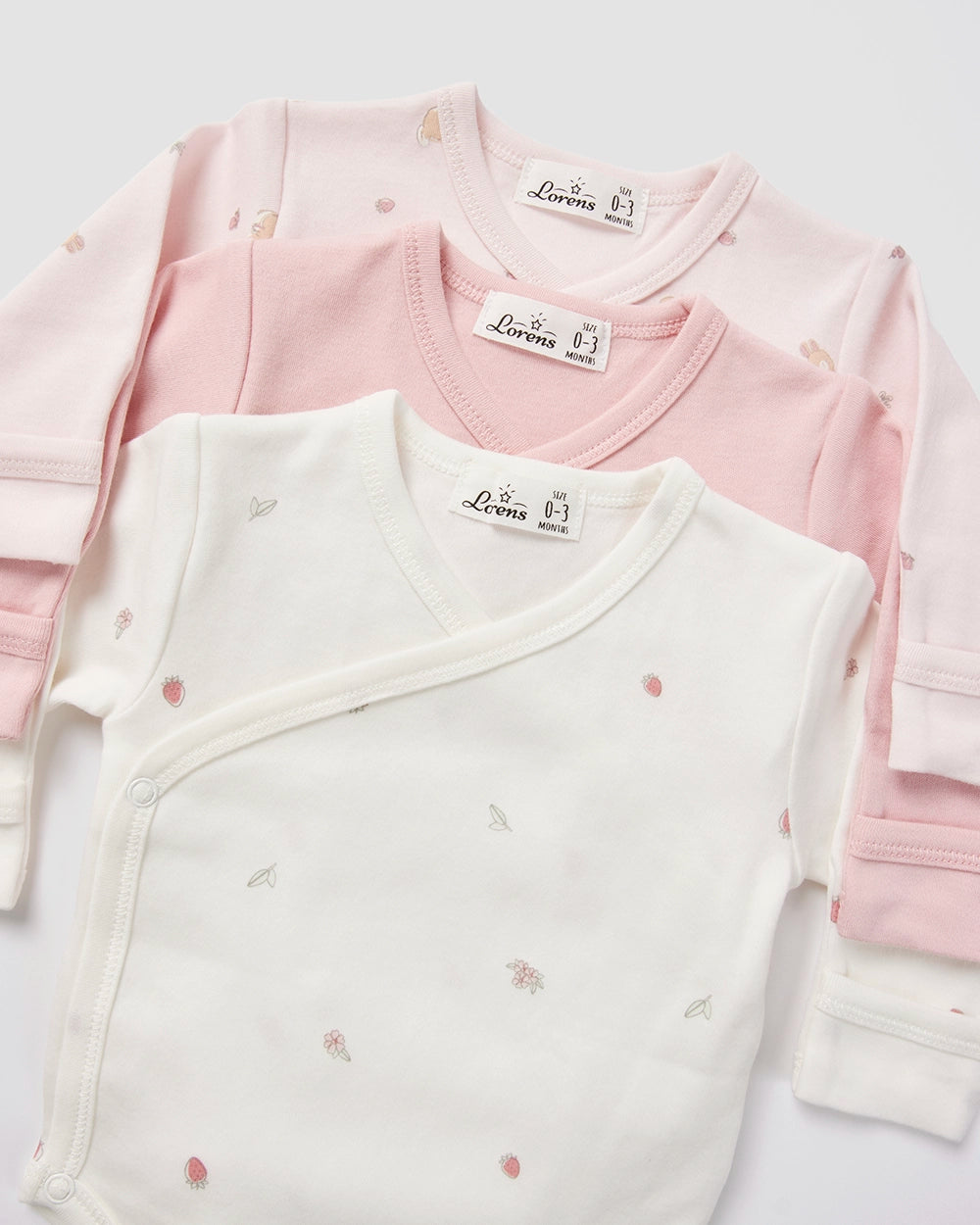 מארז 3 בגדי גוף מעטפת טריקו Bunny | ורוד