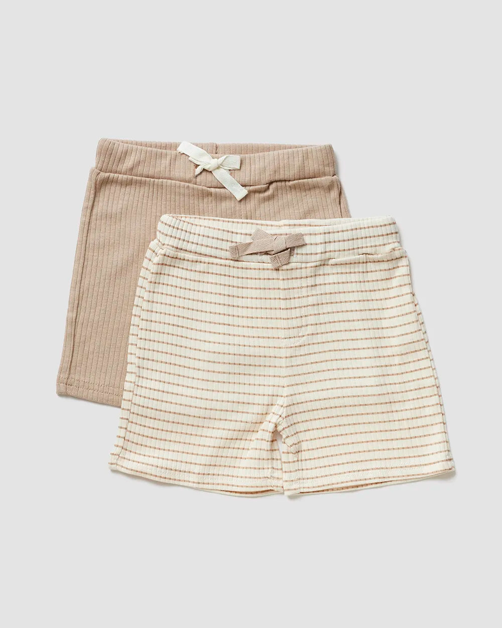 מארז זוג מכנסיים קצרים ריב Stripes | אופוויט ומוקה