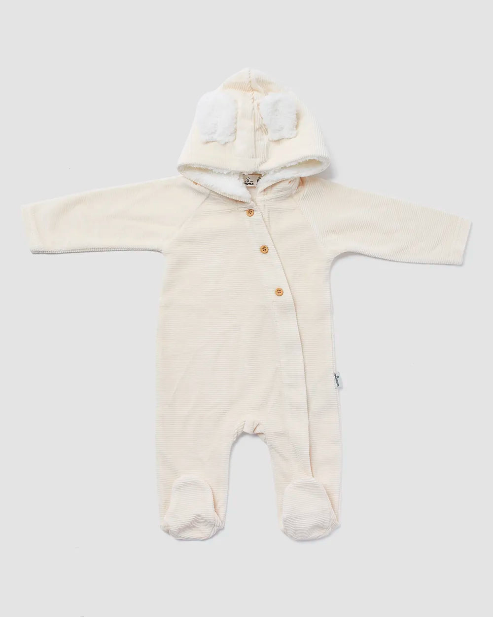 אוברול קטיפה קפוצ׳ון אוזני דובי | קרם