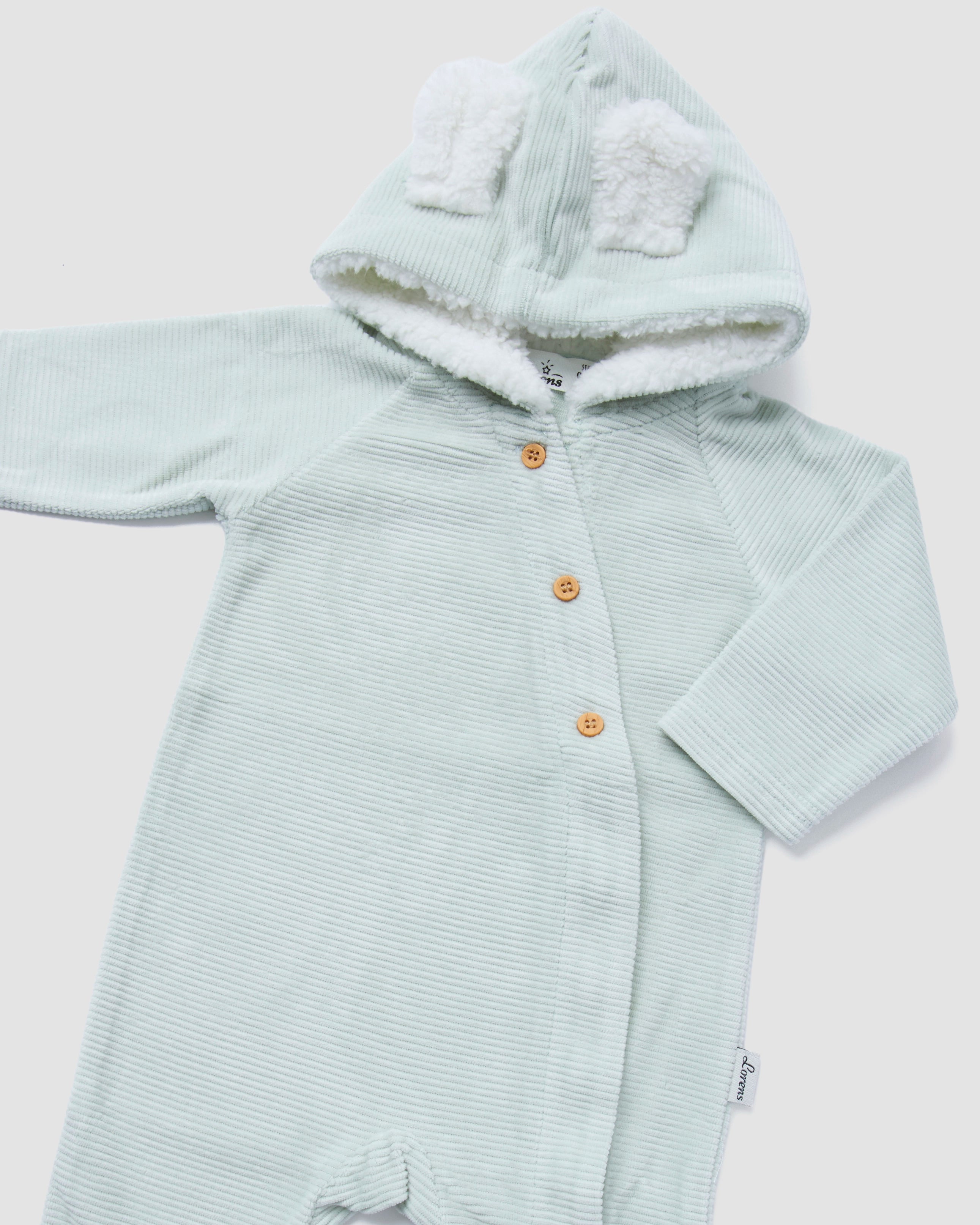 אוברול קטיפה קפוצ׳ון אוזני דובי | מנטה