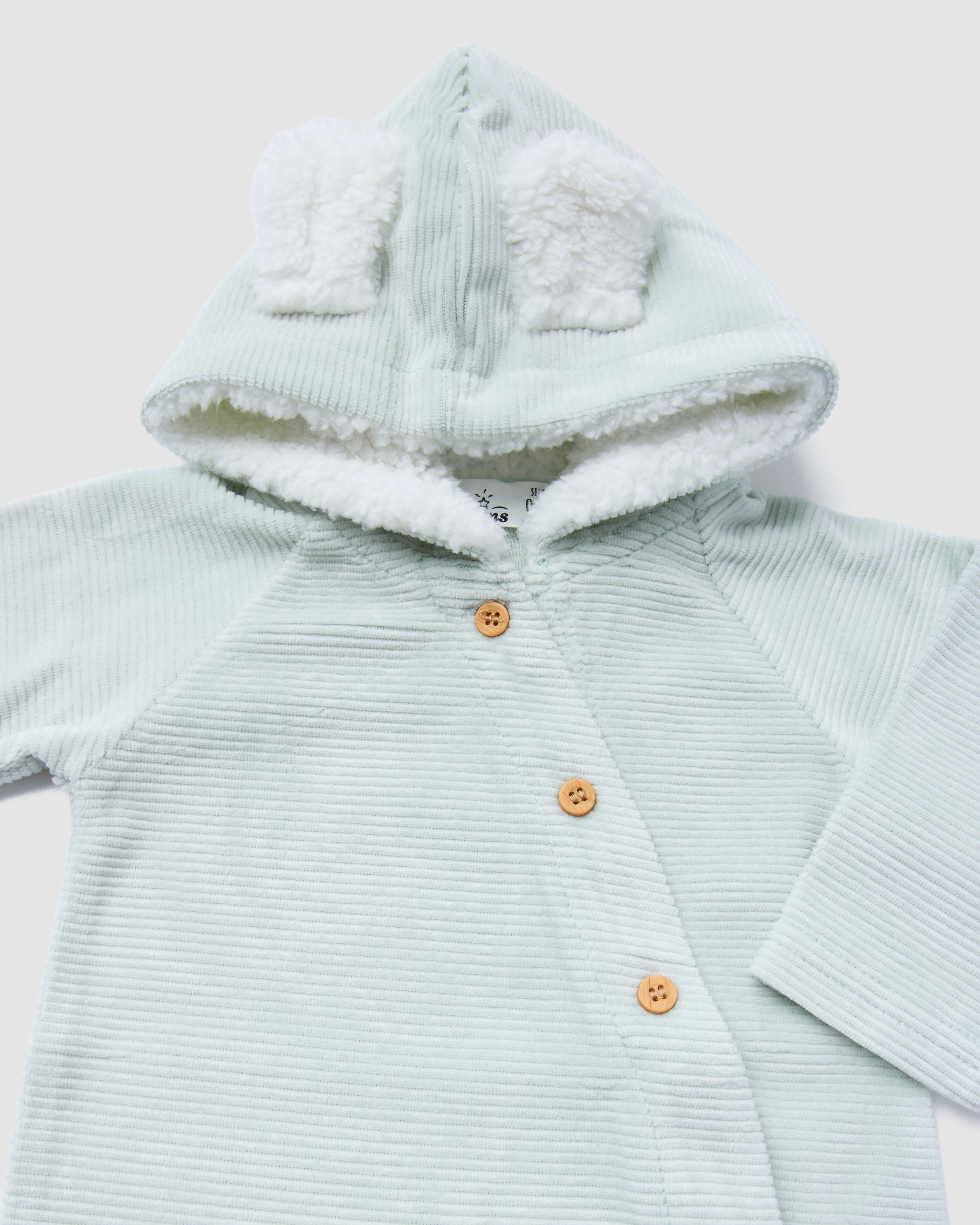 אוברול קטיפה קפוצ׳ון אוזני דובי | מנטה