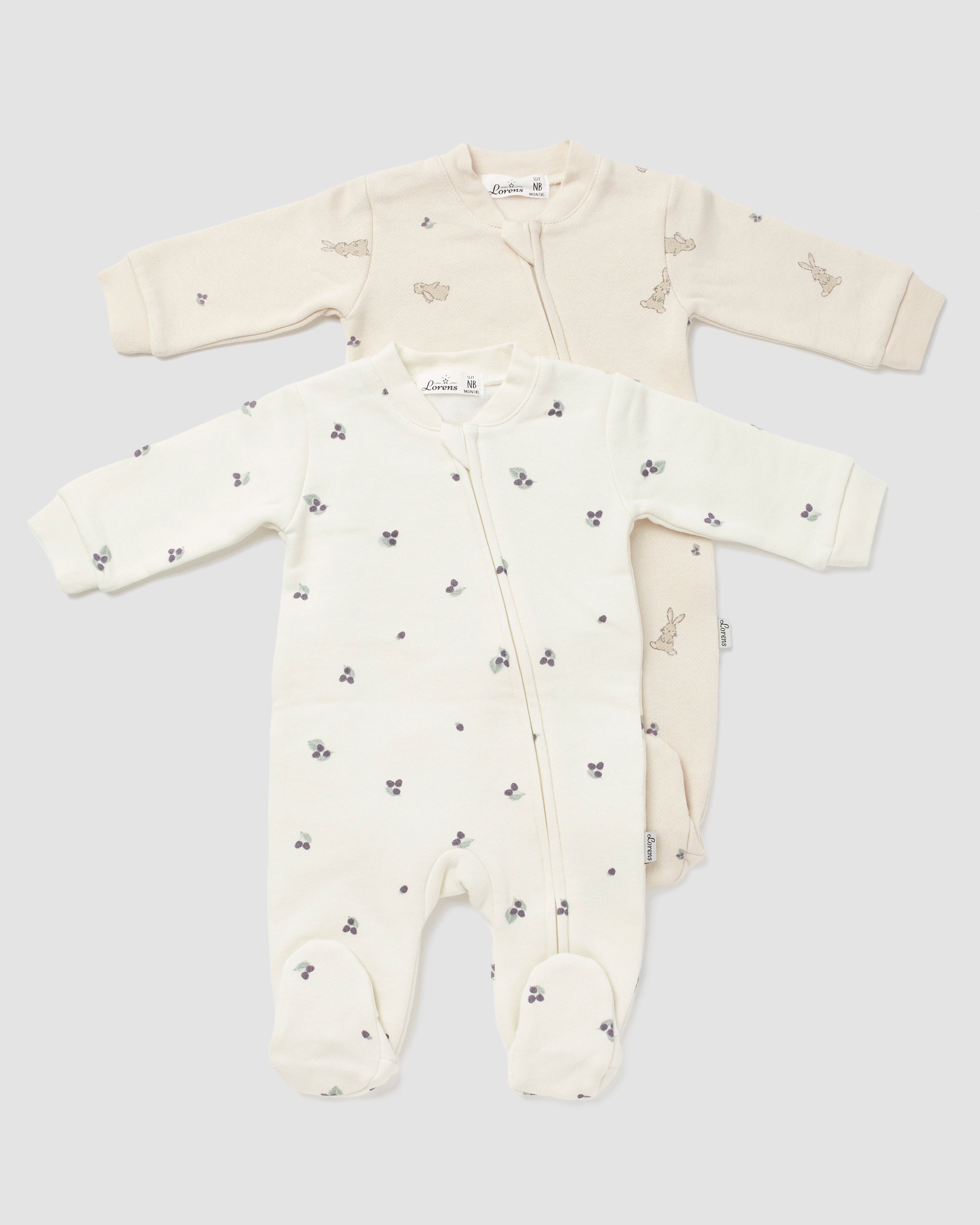 מארז זוג אוברולים פוטר Rabbits | קרם