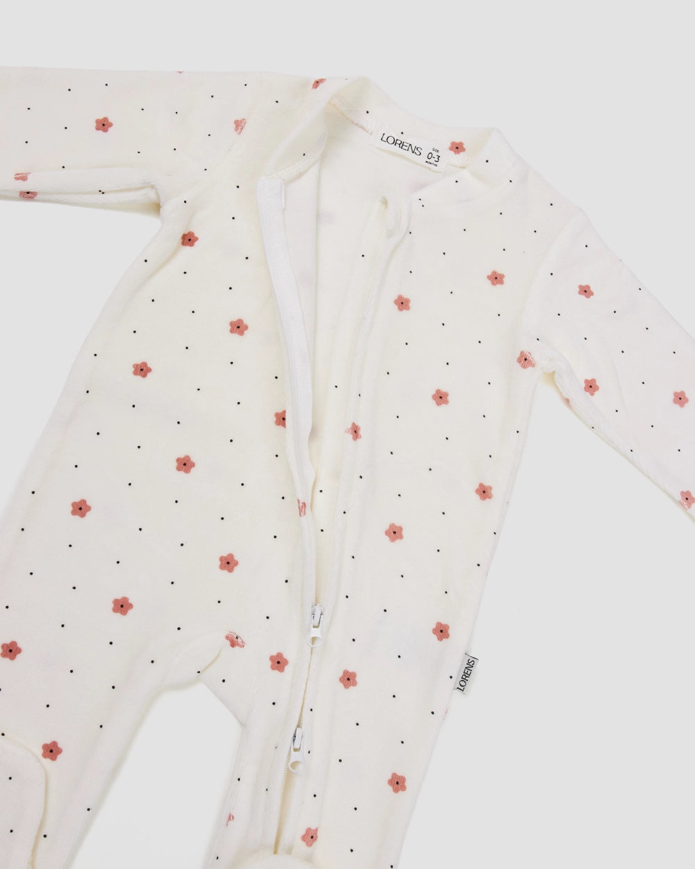 אוברול קטיפה Dots Flowers | קרם