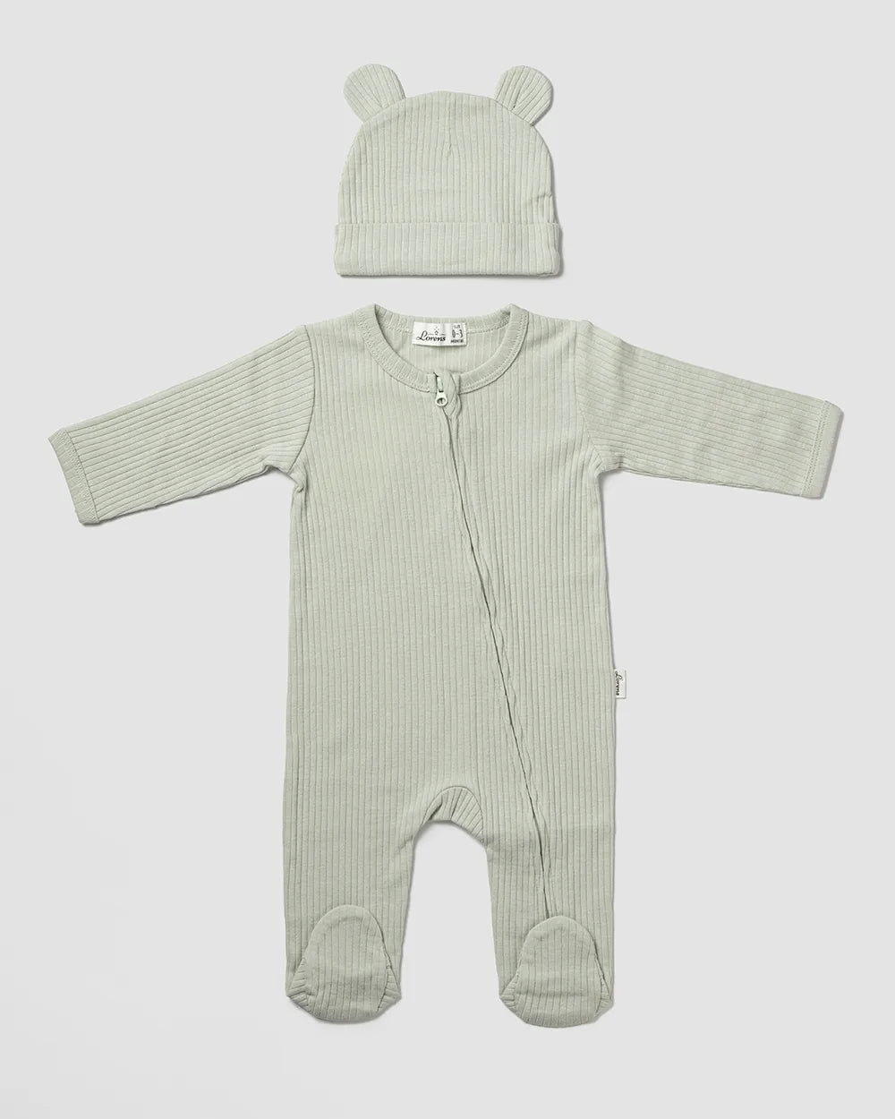 אוברול ריב + כובע דובי | מנטה