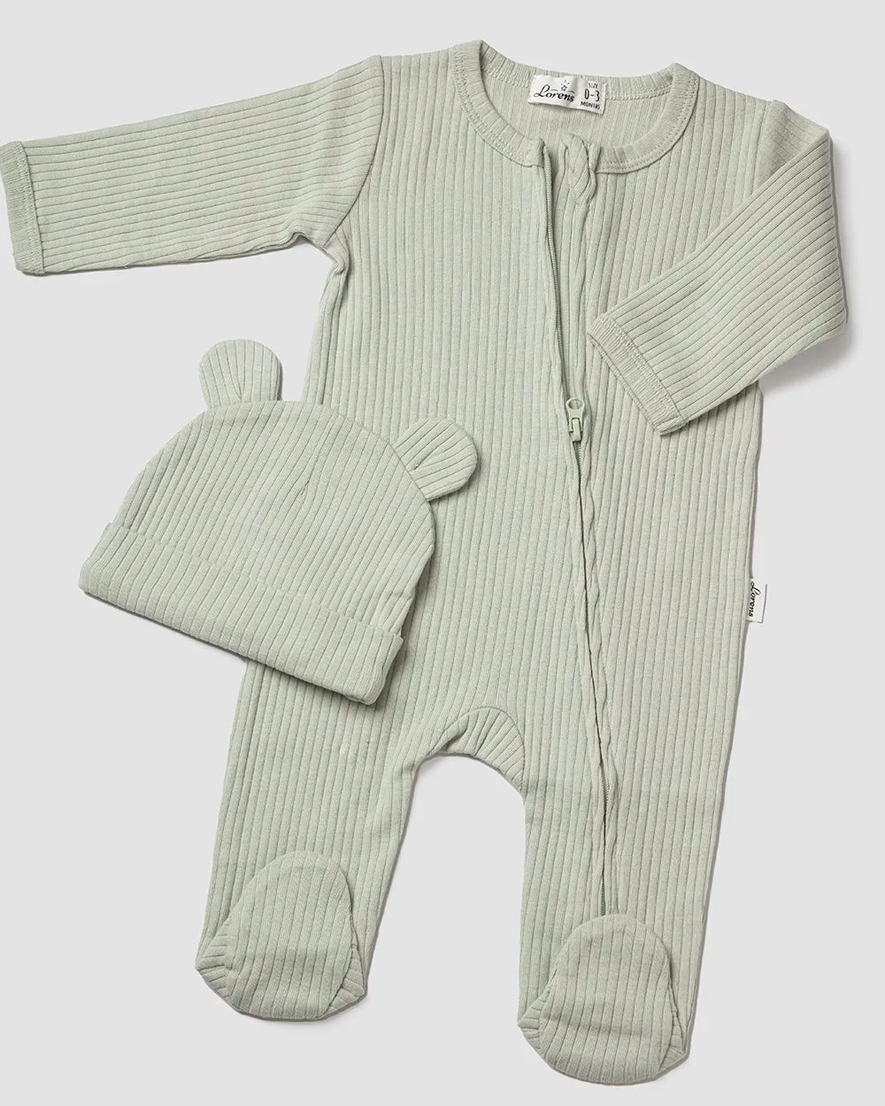 אוברול ריב + כובע דובי | מנטה