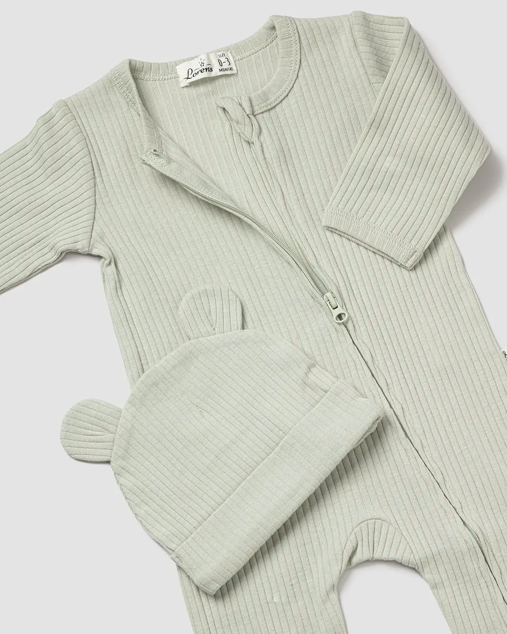 אוברול ריב + כובע דובי | מנטה