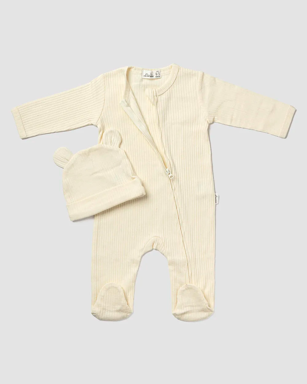 אוברול ריב + כובע דובי | צהוב