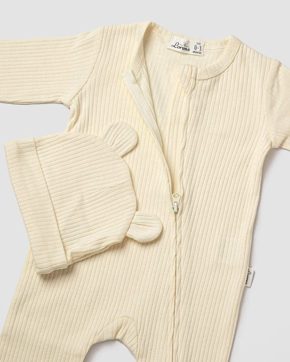 אוברול ריב + כובע דובי | צהוב