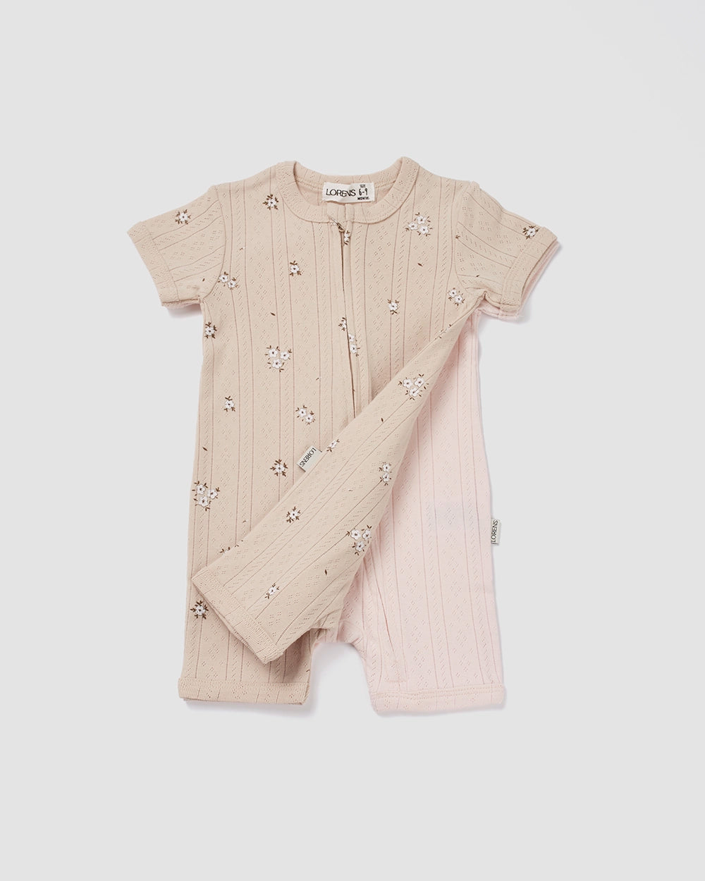 מארז זוג אוברולים קצר פוינטל White Flowers | ורוד וחום