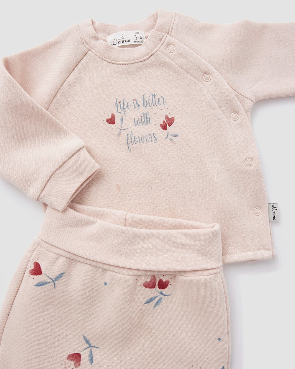 חזיה ומכנסי קיפול מבד פוטר Flowers | ורוד