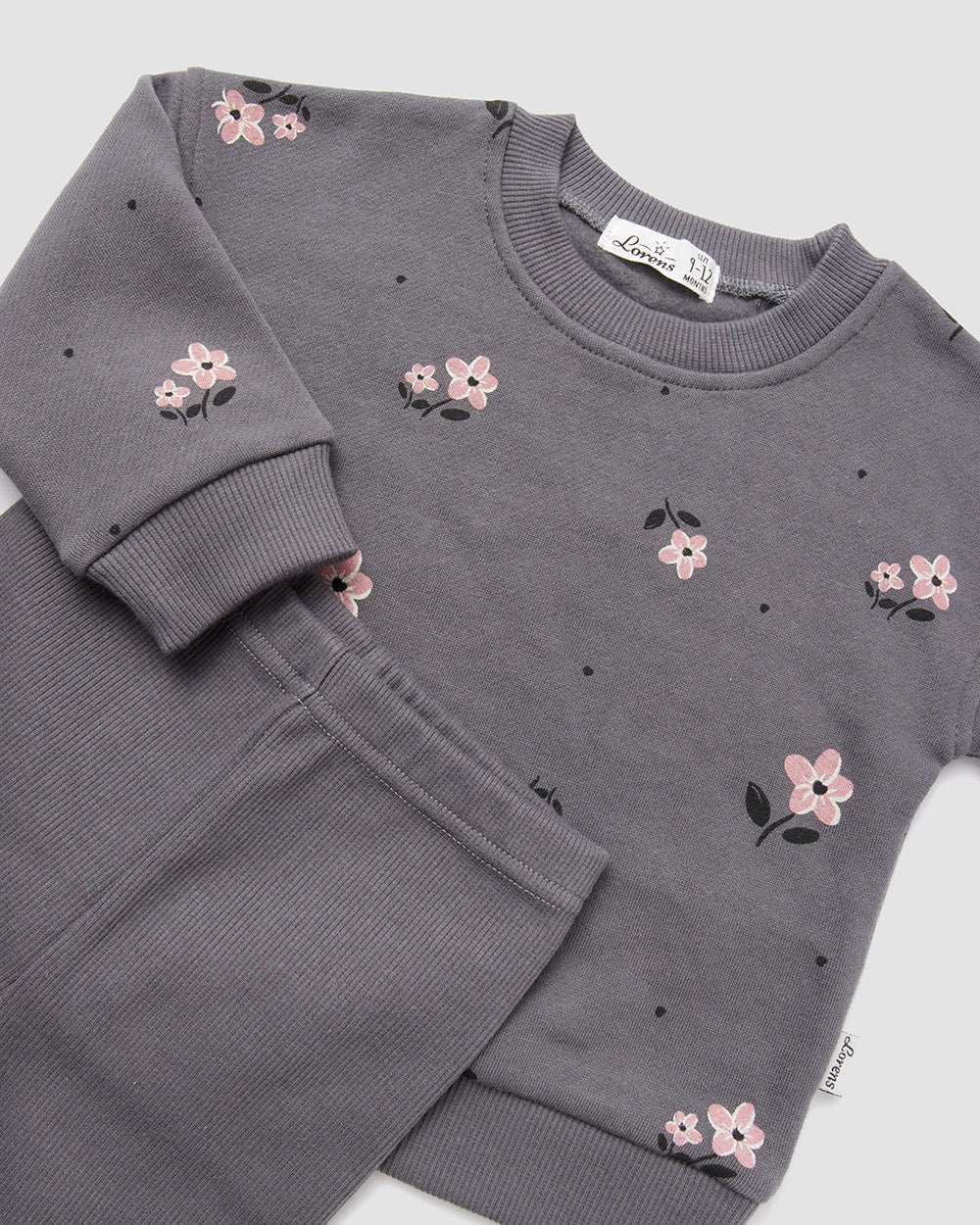 חליפה מבד פוטר Big flowers | אפור