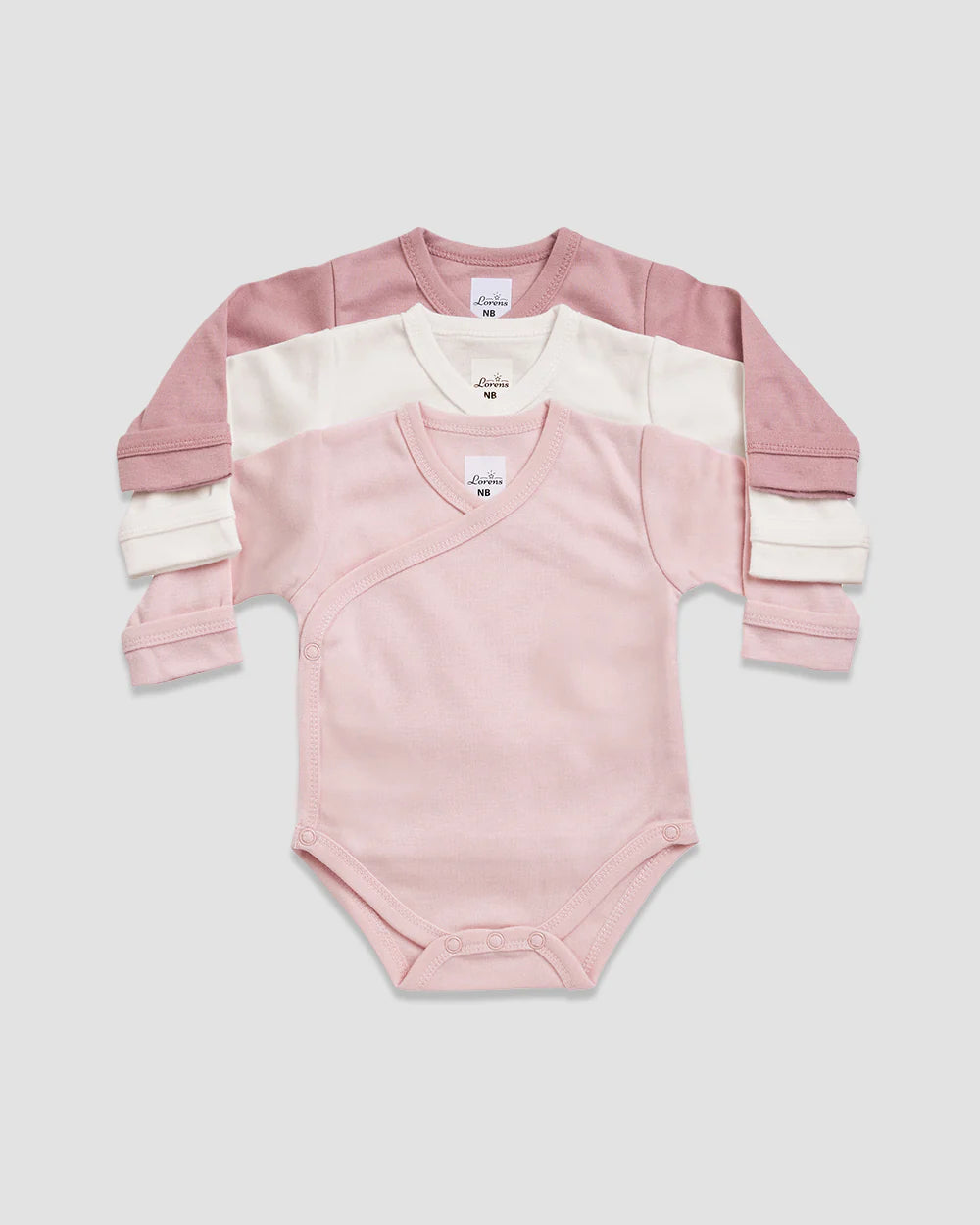 3 בגדי גוף מעטפת | ורוד - טריקו