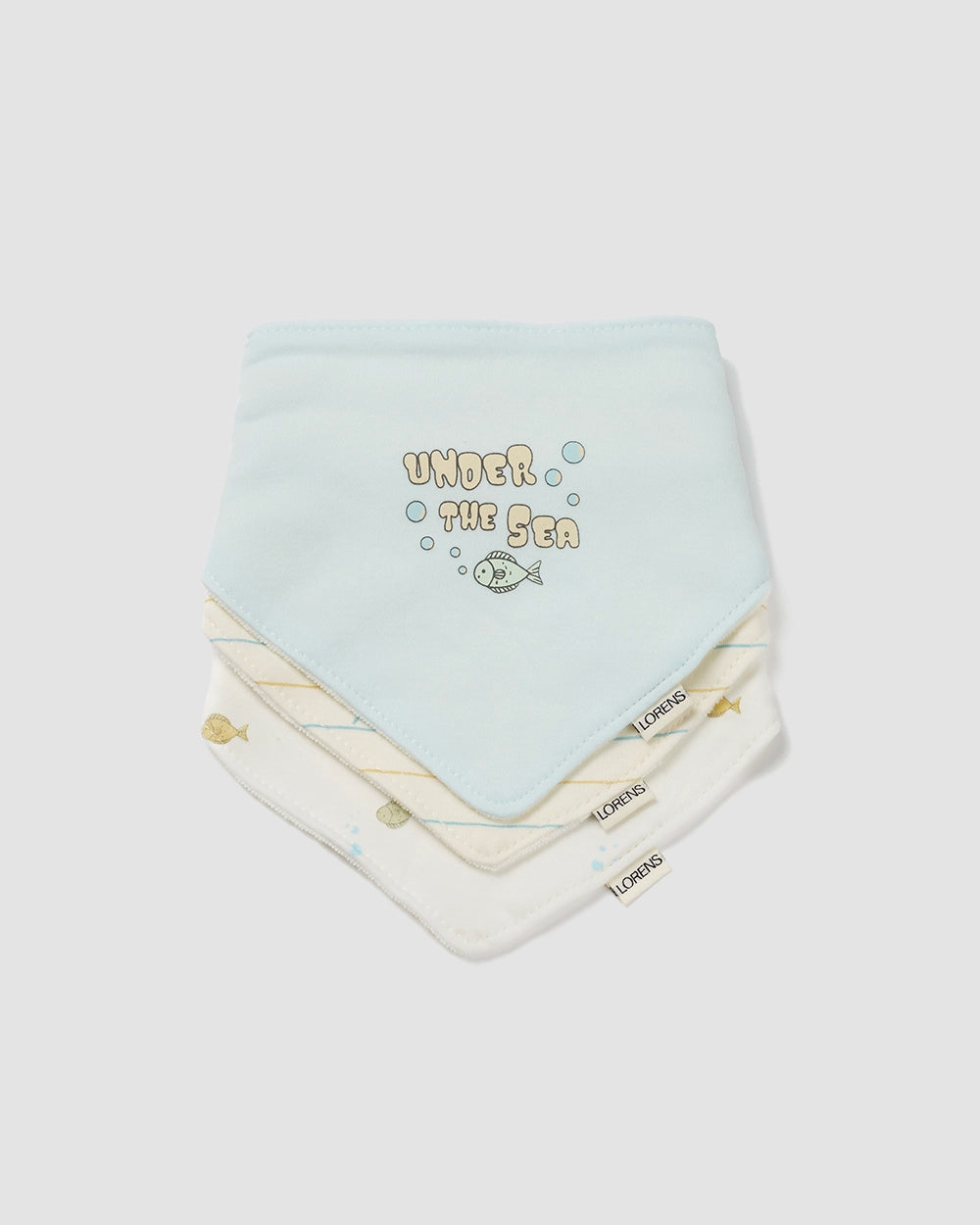 3 סינרי בנדנה Fish | תכלת וקרם