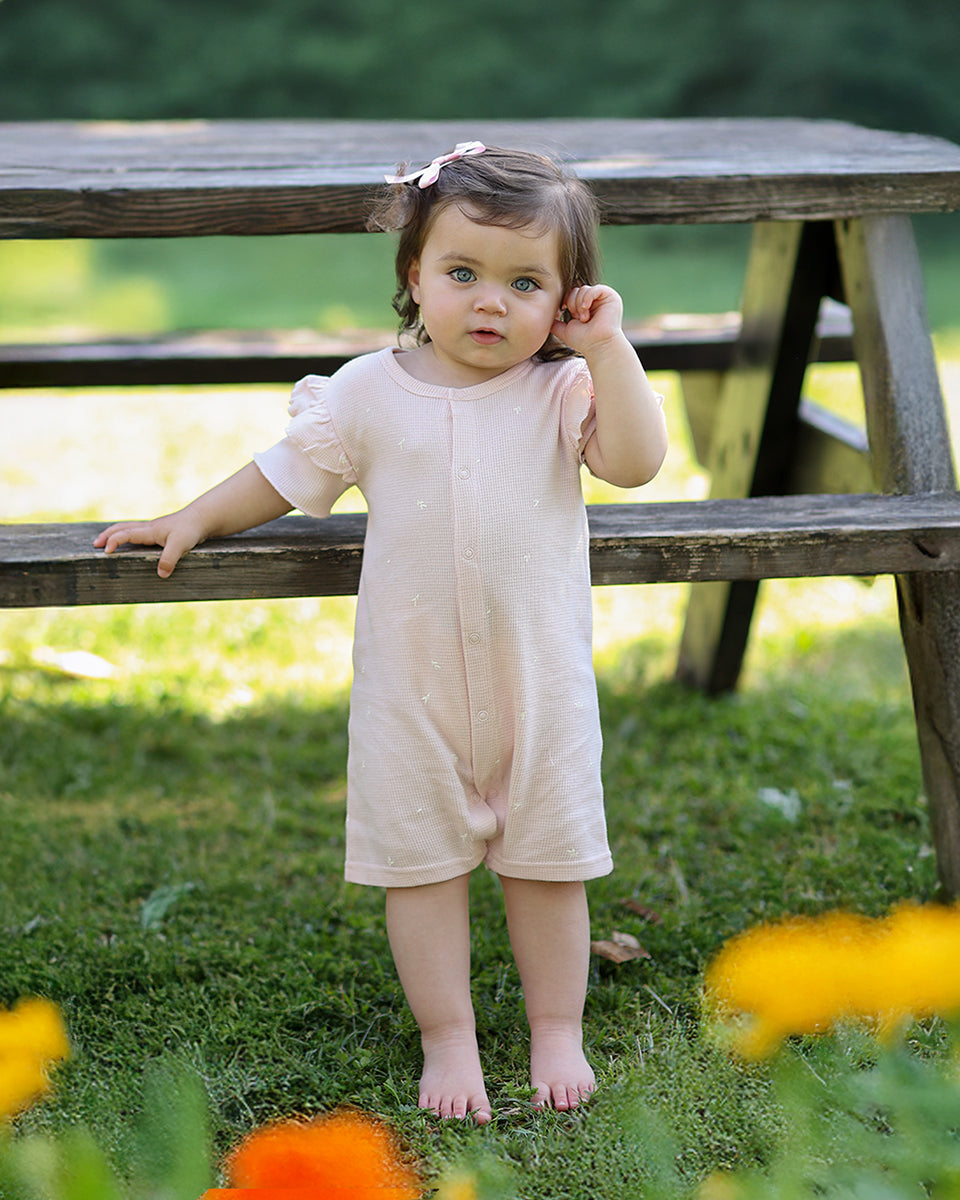 אוברול קצר פיקה Leaves | ורוד