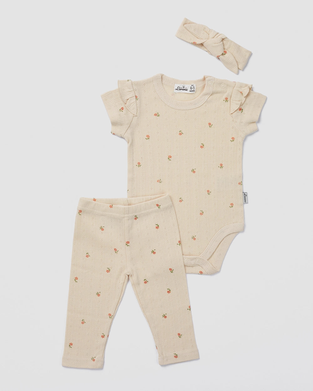 סט 3 חלקים פוינטל Flowers | קרם