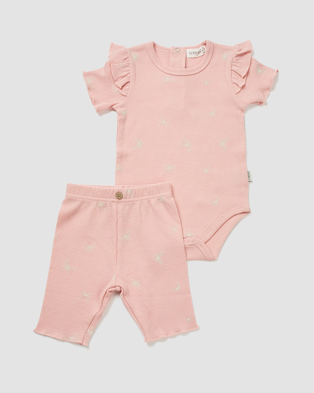 בגד גוף + מכנס קצר פיקה Butterfly | ורוד עתיק