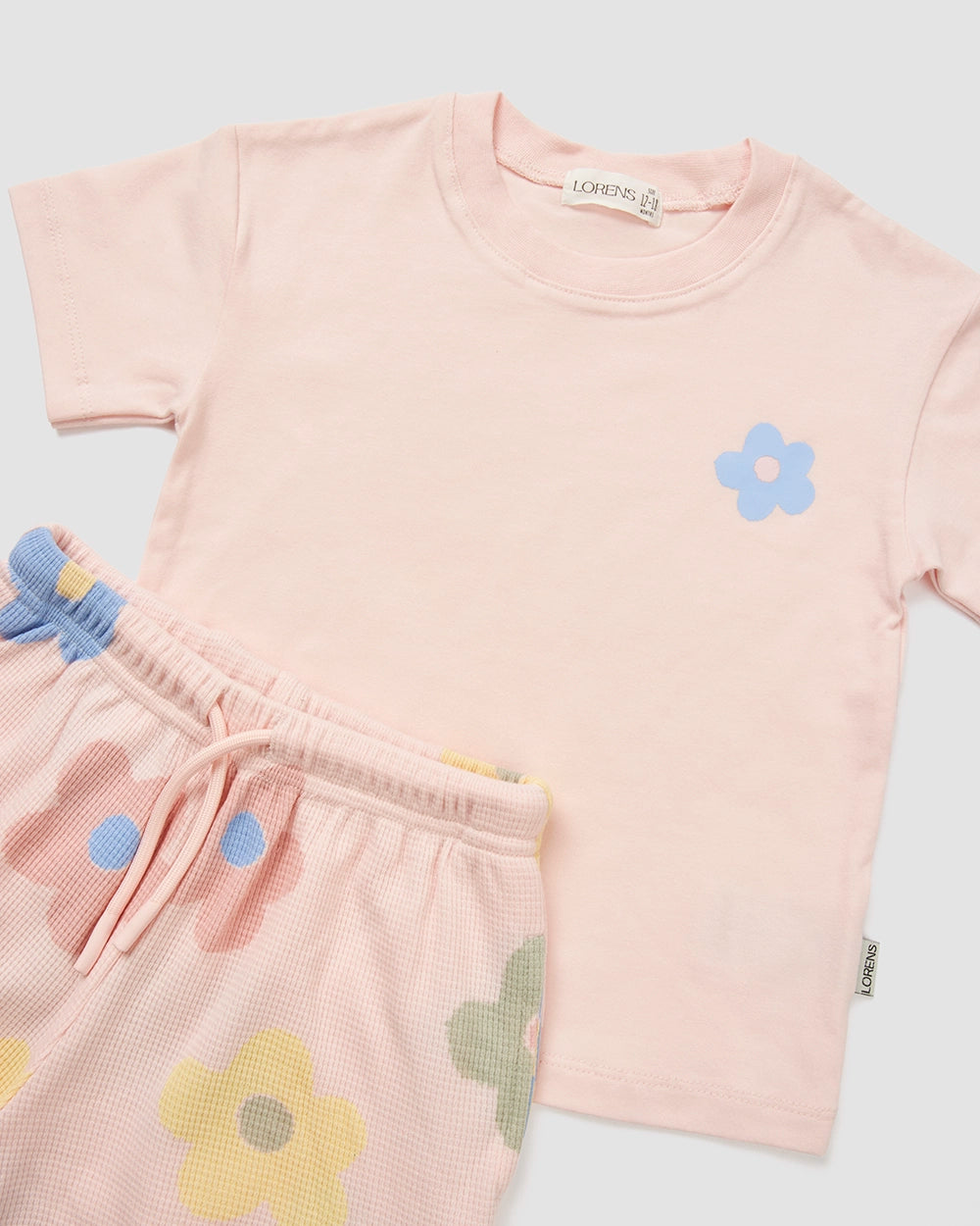 סט חולצה ומכנס קצר פיקה Big Flower | ורוד