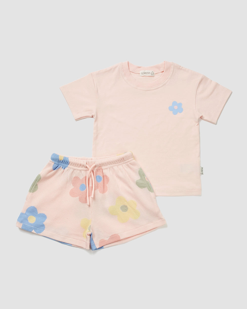 סט חולצה ומכנס קצר פיקה Big Flower | ורוד