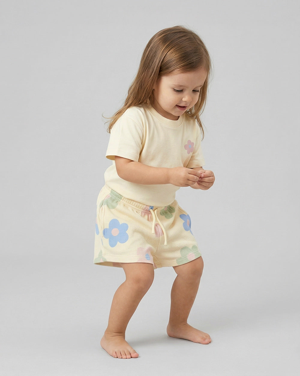 סט חולצה ומכנס קצר פיקה Big Flower | צהוב