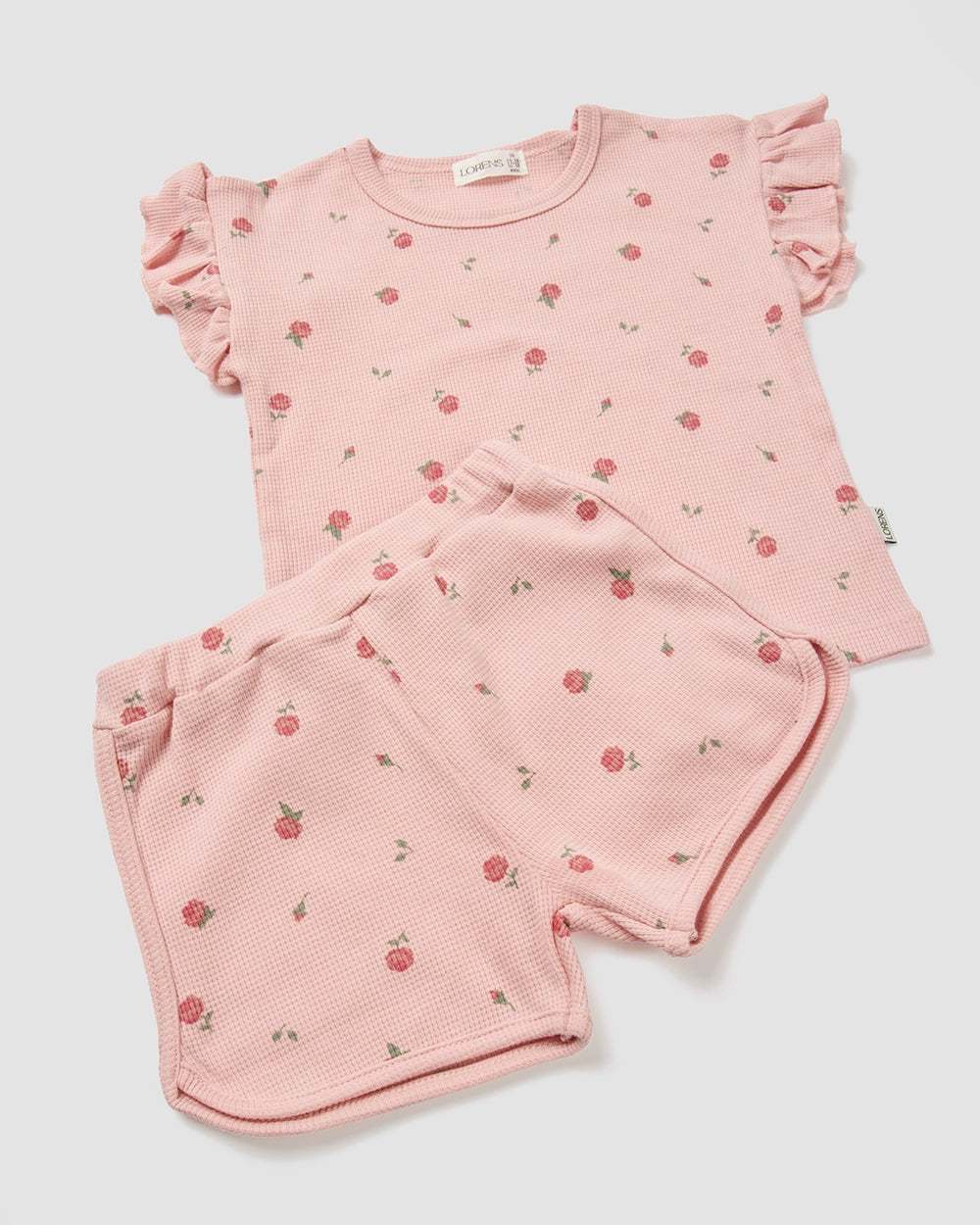 סט חולצה ומכנס קצר פיקה Small Flower | ורוד