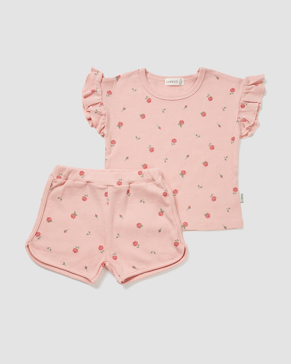 סט חולצה ומכנס קצר פיקה Small Flower | ורוד