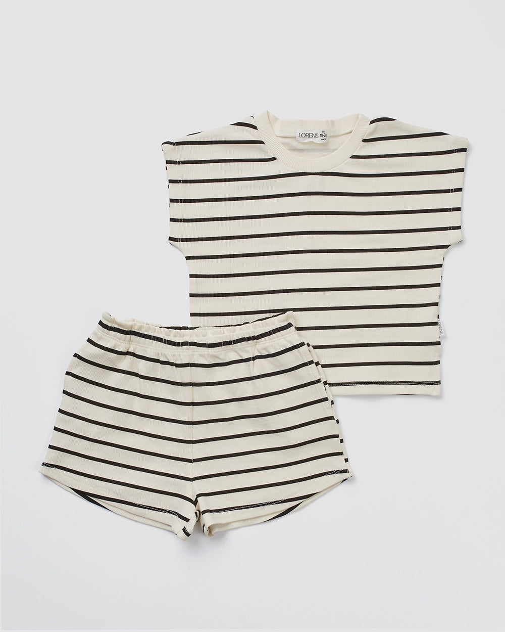 סט חולצה + מכנס קצר ריב  stripes | קרם