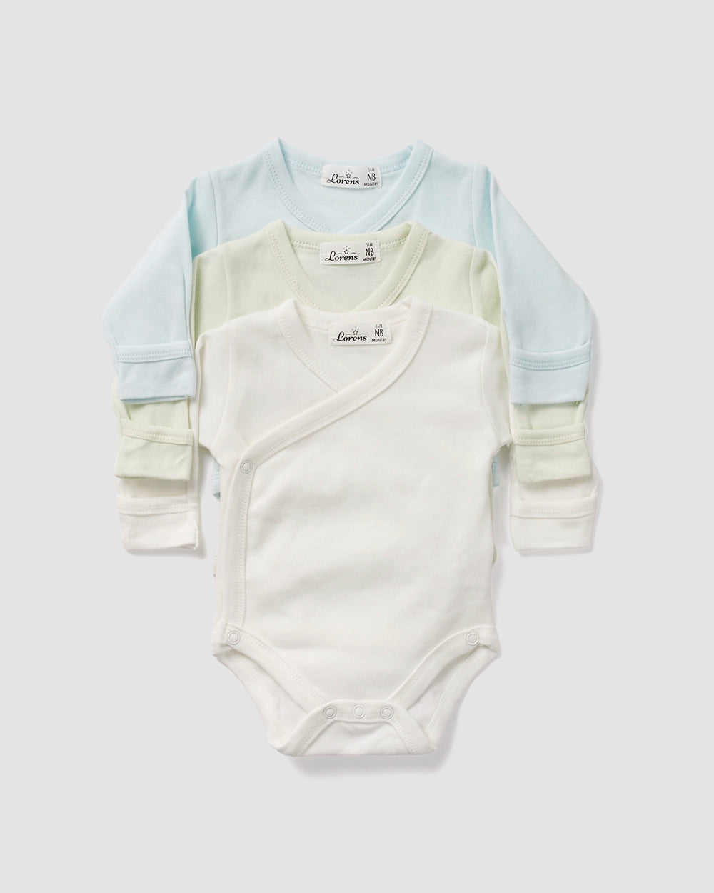 מארז 3 בגדי גוף מעטפת - טריקו | מנטה