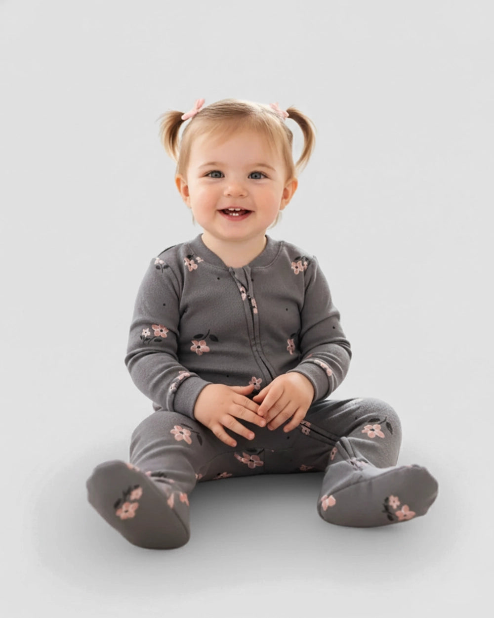 אוברול פוטר Big Flowers | אפור