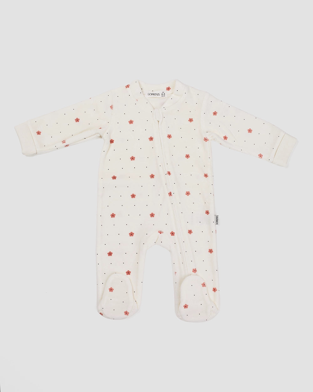 אוברול קטיפה Dots Flowers | קרם