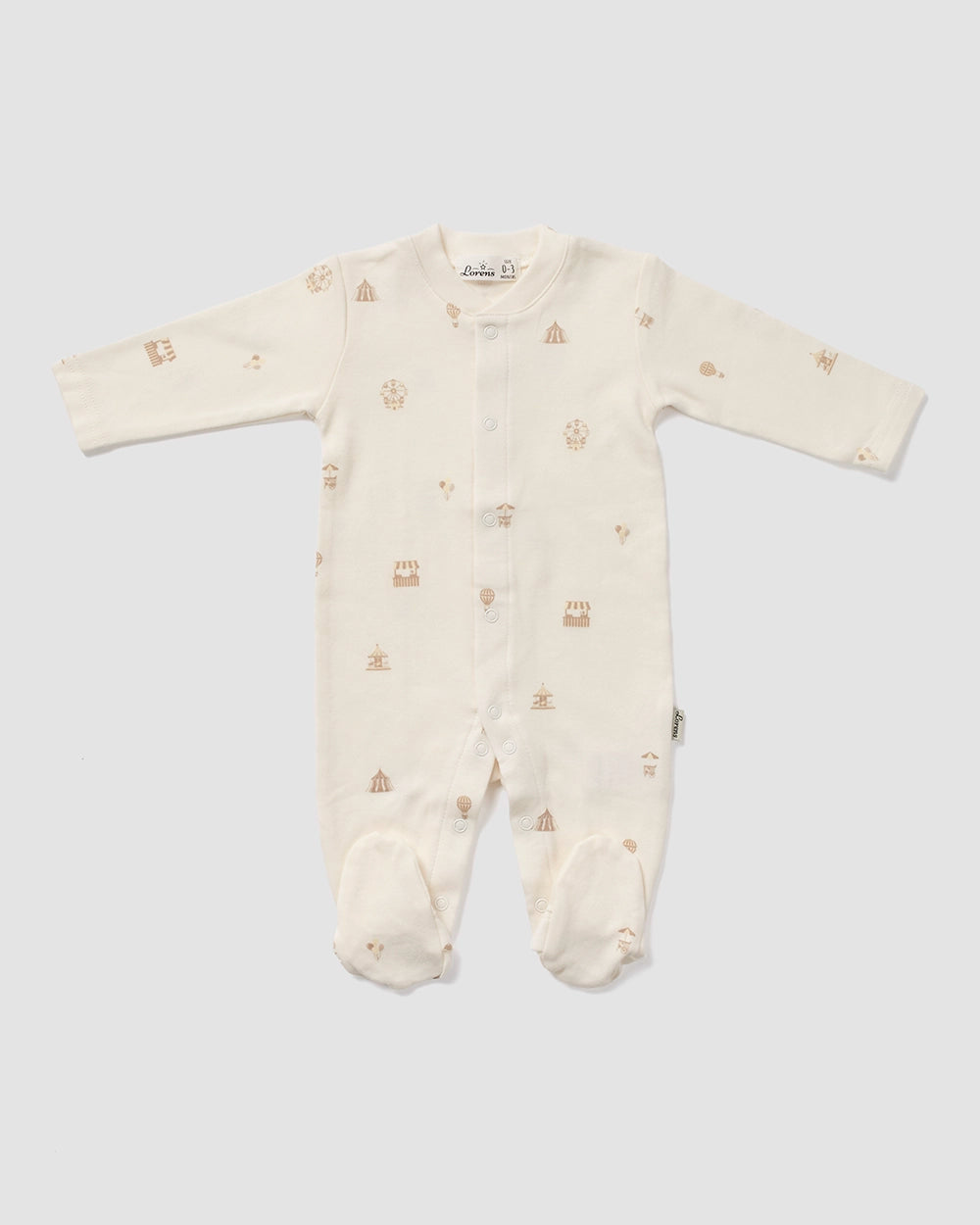 מארז זוג אוברולים מבד טריקו Circus | קרם ומוקה