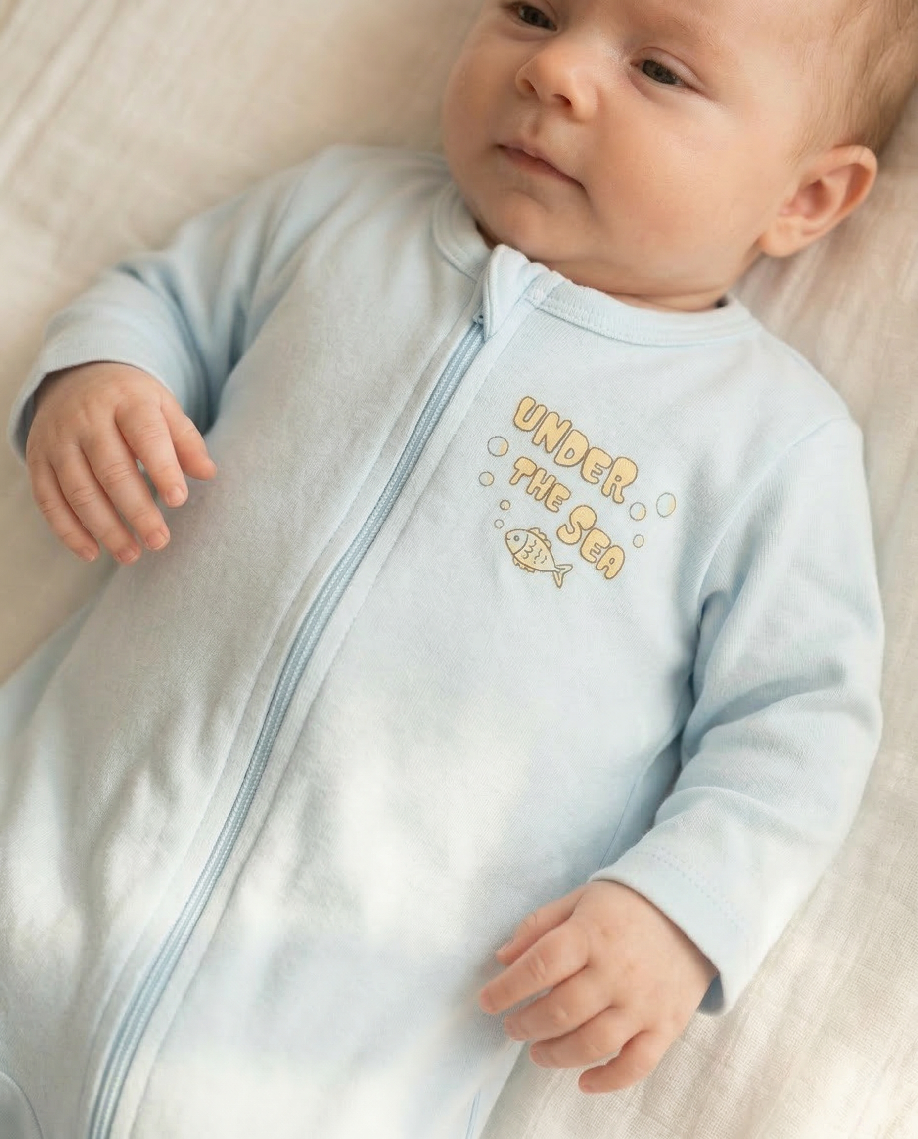 מארז זוג אוברולים מבד טריקו Fish | אופוויט ותכלת