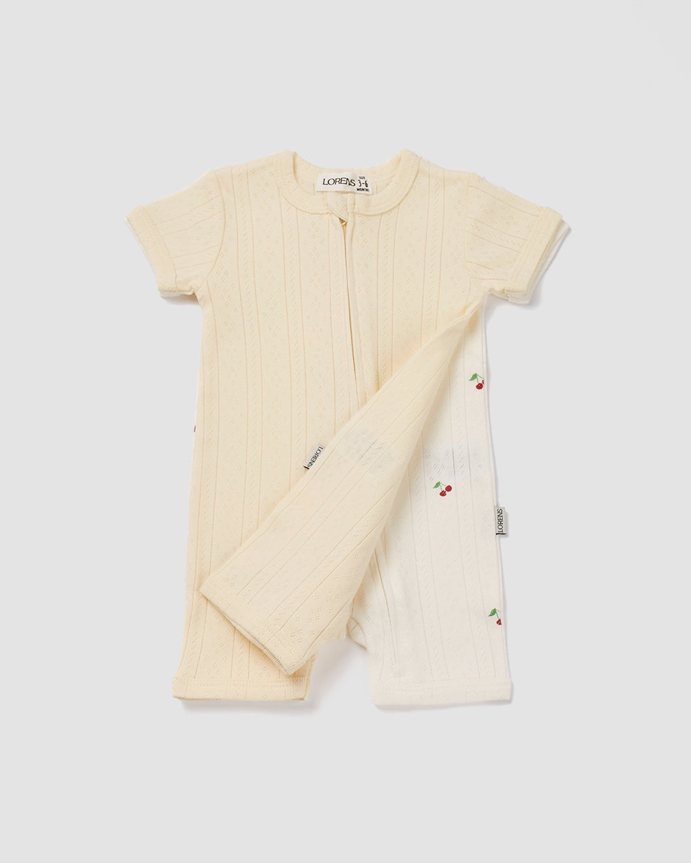 מארז זוג אוברולים קצר פוינטל Cherrys | אופוויט וצהוב