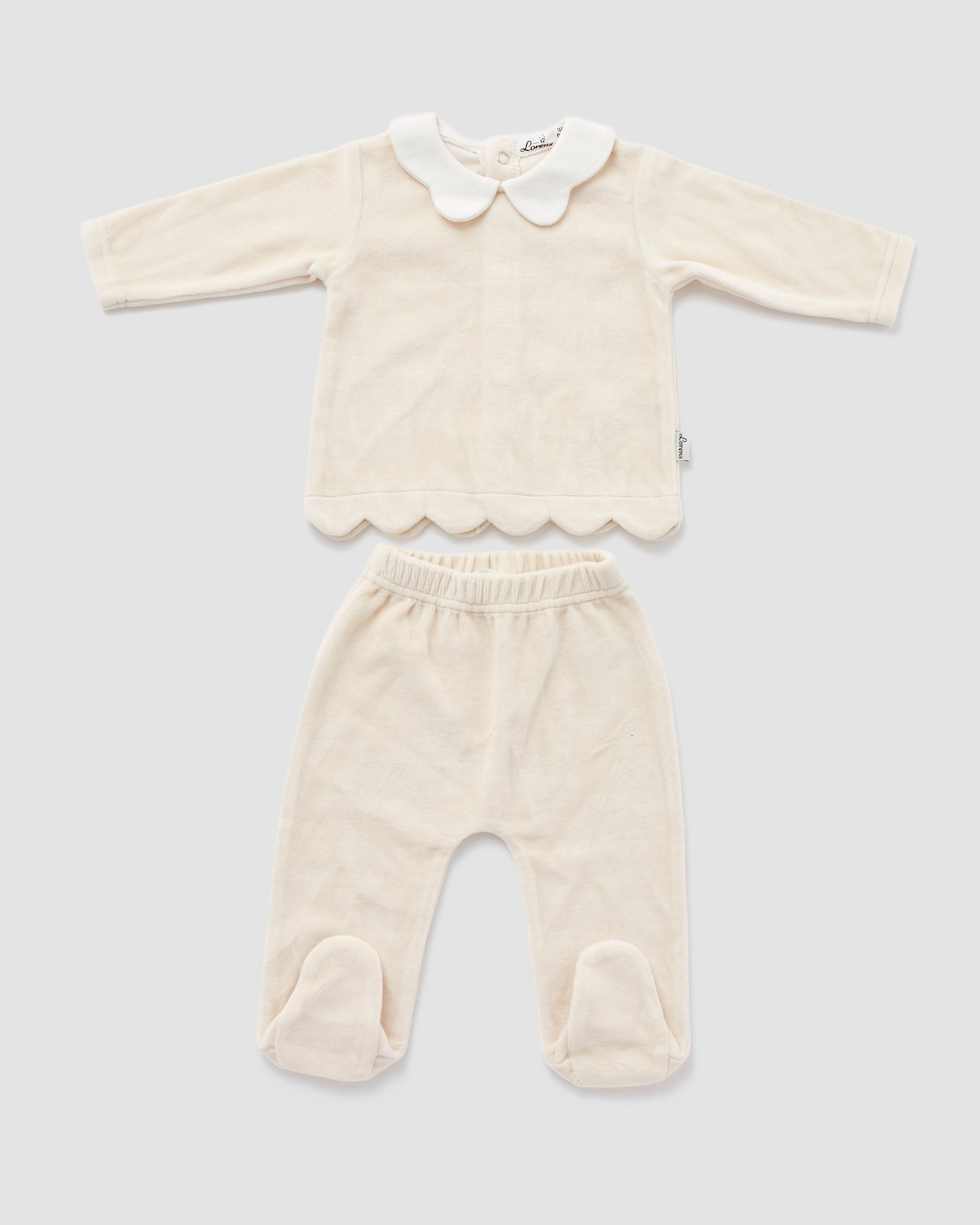 חזיה ורגילת קטיפה צווארון פרח | קרם