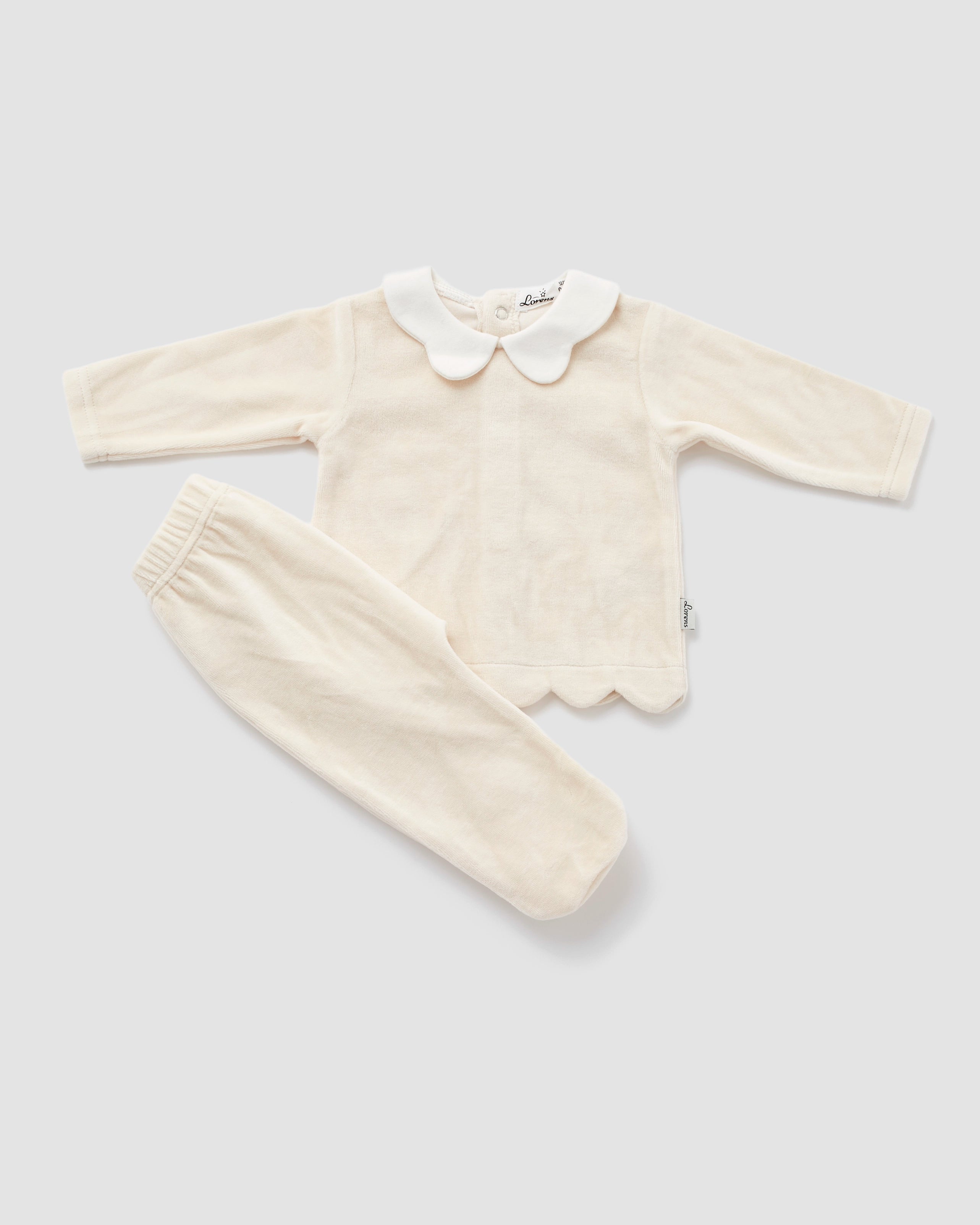 חזיה ורגילת קטיפה צווארון פרח | קרם