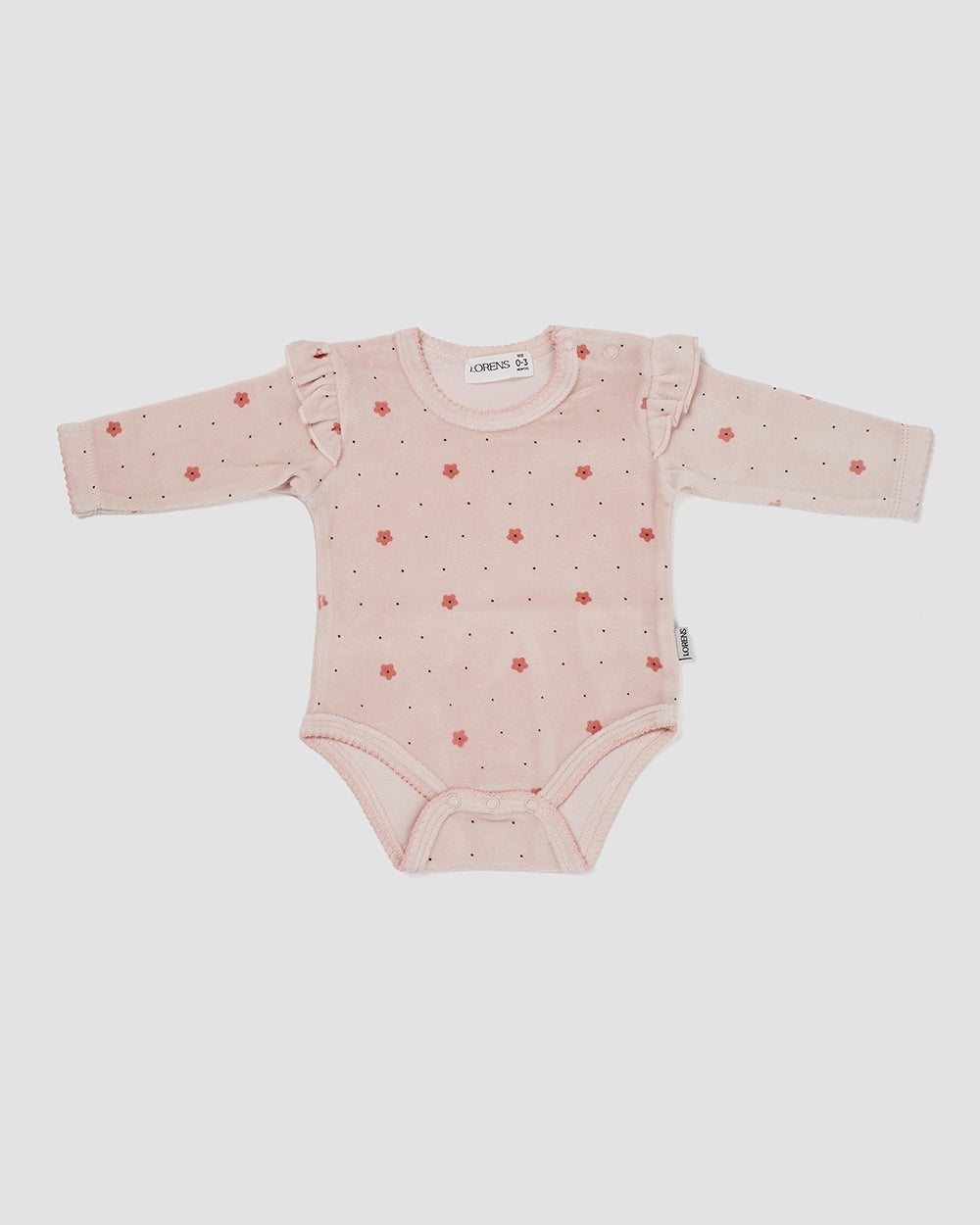 בגד גוף ורגלית קטיפה DOTS FLOWERS | ורוד