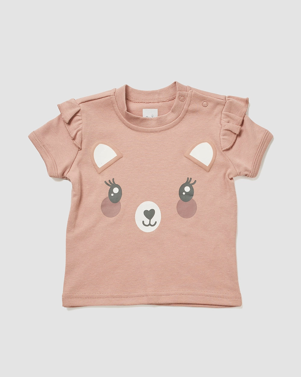 חולצה + מכנס קצר טריקו דובה | ורוד עתיק